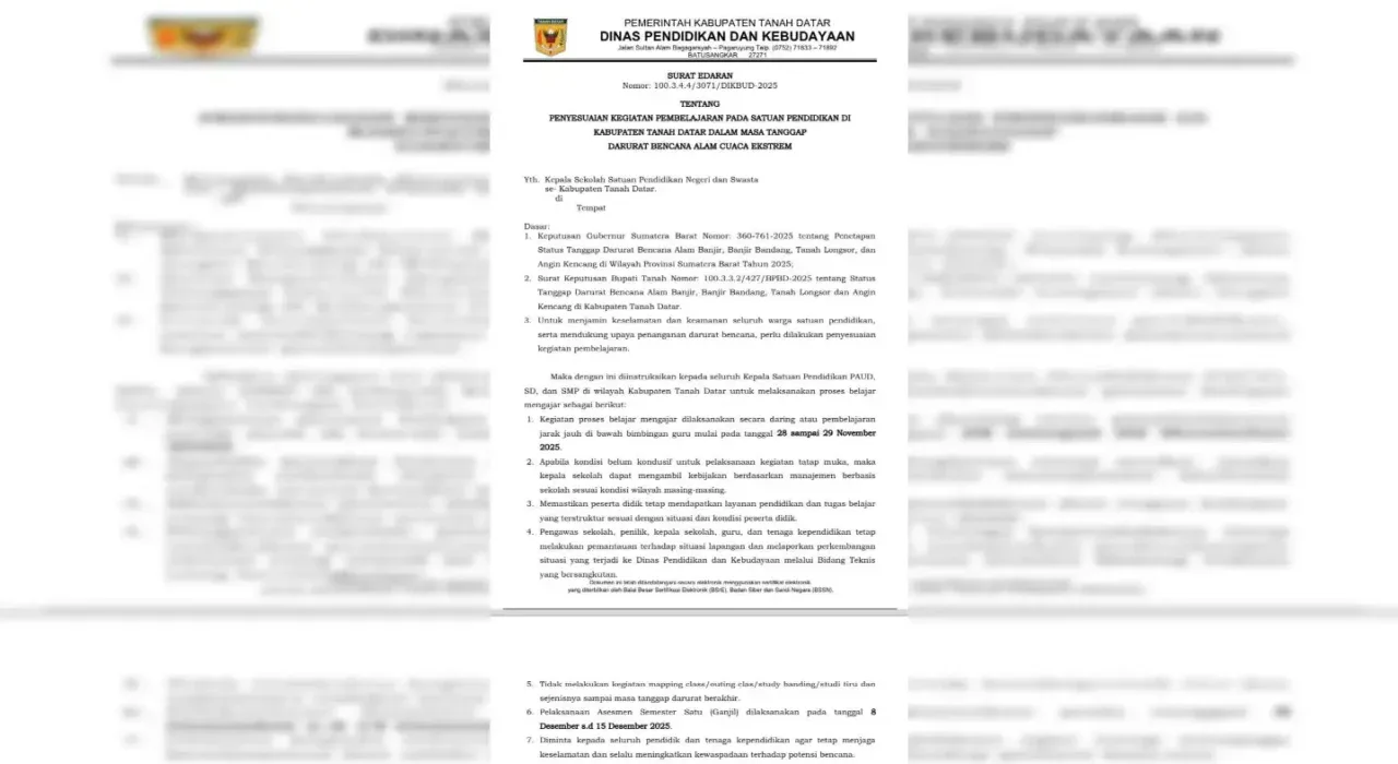 Cuaca Ekstrem, Tanah Datar Berlakukan Belajar Daring Sementara
