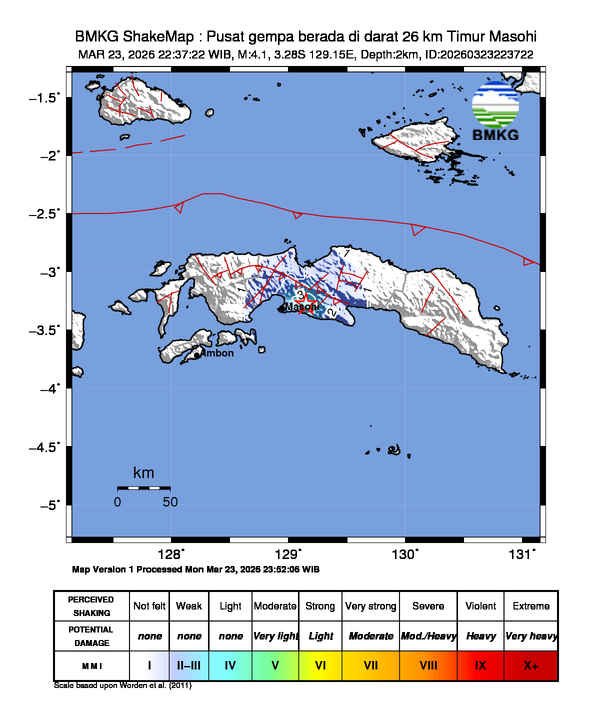 Gempa M 4.1 Guncang Masohi, Warga Diminta Waspada Gempa Susulan