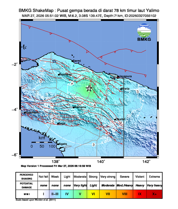 Gempa M 6.2 Guncang Yalimo, Getaran Terasa Hingga Jayapura!