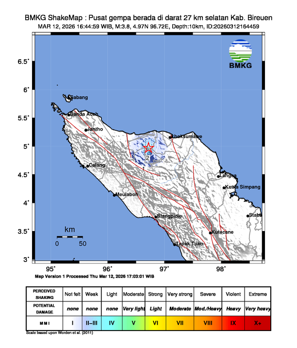 Gempa Guncang Bireuen, BMKG Imbau Warga Tetap Tenang dan Waspada