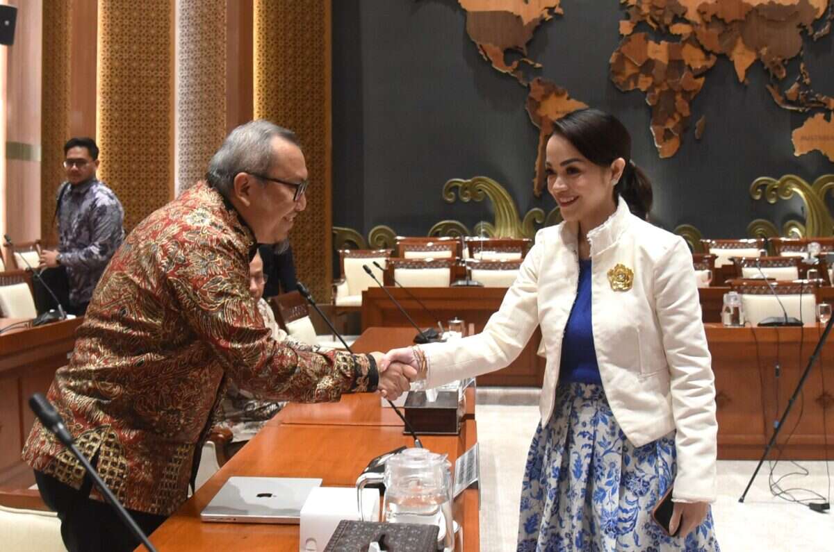 Anggota Komisi I DPR Andina Theresia Narang, dalam rapat Bersama jajaran Pemerintah Provinsi Jawa Timur, Dinas Komunikasi dan Informatika (Diskominfo), dan stakeholder terkait di Surabaya, Provinsi Jawa Timur, Jumat (22/5/2026). Foto: Arief/Karisma