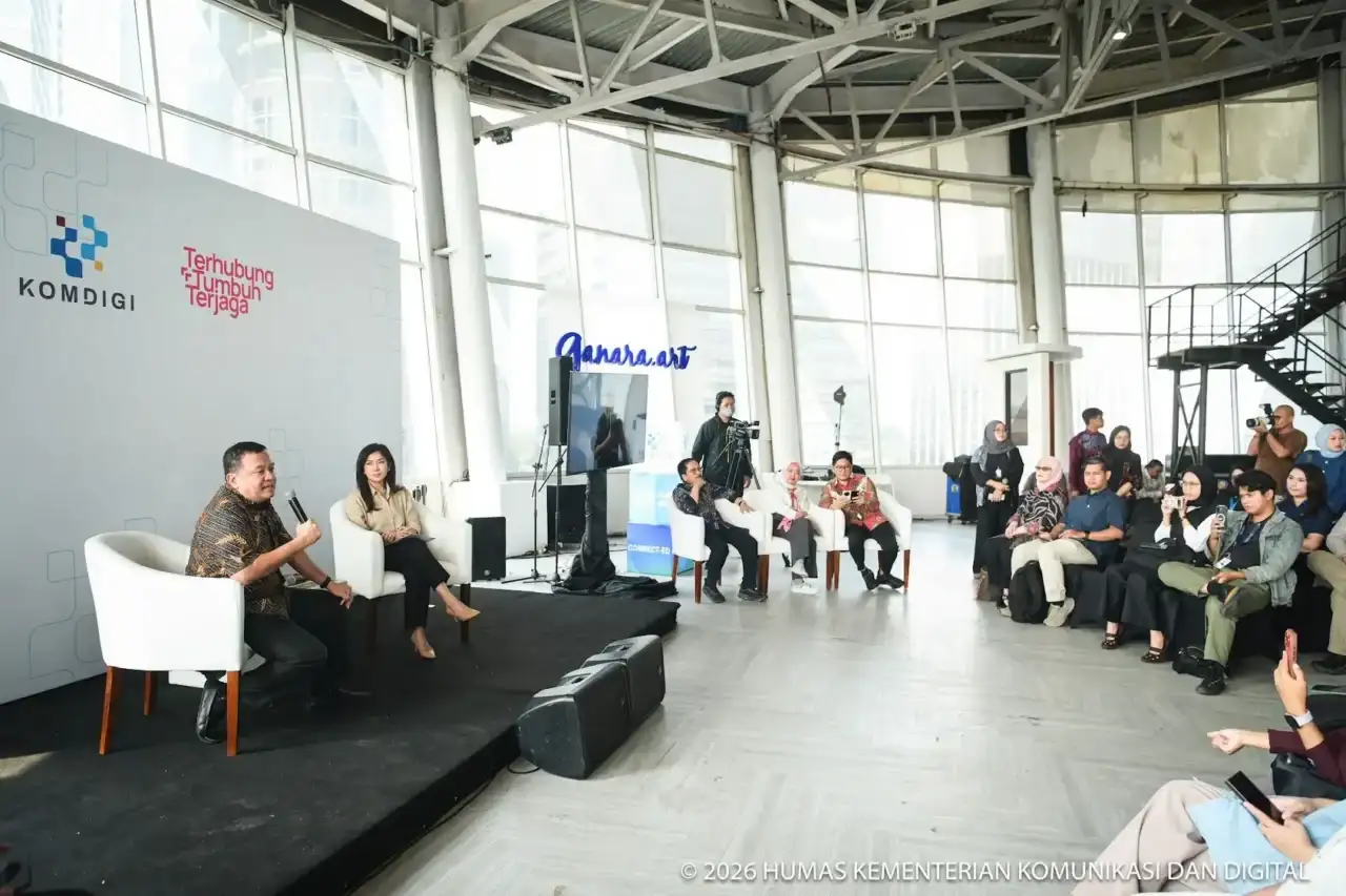 Konferensi Pers Update Kebijakan Biometrik di Garuda Spark Innovation Hub, Jakarta Pusat, Jumat (29/05/2026).