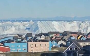 Gunung Es Raksasa di Ilulissat Terbalik dan Picu Ombak Kuat