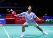 Anthony Sinisuka Ginting saat bertanding di lapangan bulu tangkis Taipei Open 2026