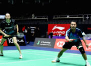 Leo Rolly Carnando dan Bagas Maulana saat bertanding di lapangan bulu tangkis Taipei Open 2026