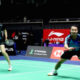 Leo Rolly Carnando dan Bagas Maulana saat bertanding di lapangan bulu tangkis Taipei Open 2026