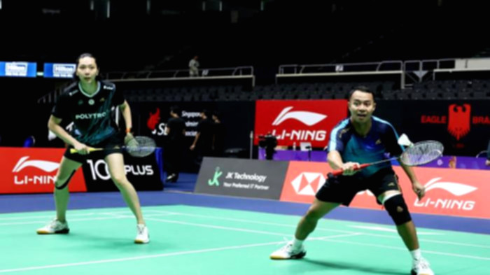 Leo Rolly Carnando dan Bagas Maulana saat bertanding di lapangan bulu tangkis Taipei Open 2026
