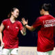 Rachel Allessya Rose dan Febi Setianingrum melakukan selebrasi usai mengalahkan unggulan dua dunia di China Open 2026
