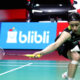 Pebulu tangkis tunggal putri An Se-young saat bertanding di lapangan bulu tangkis internasional.