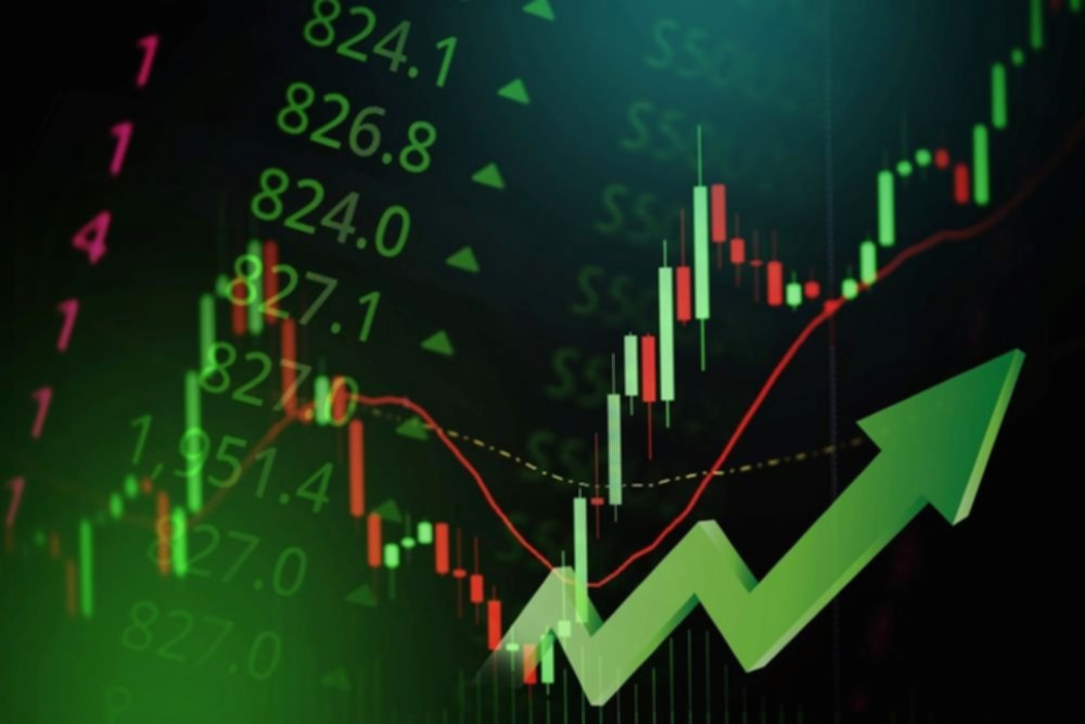 Layar monitor menampilkan pergerakan grafik Indeks Harga Saham Gabungan di Bursa Efek Indonesia