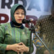Kepala BPS Amalia Adininggar Widyasanti memberikan keterangan pers terkait survei literasi keuangan syariah 2026.