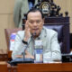 Anggota Komisi III DPR RI Adang Daradjatun memberikan keterangan pers terkait pelibatan anak dalam promosi vape.