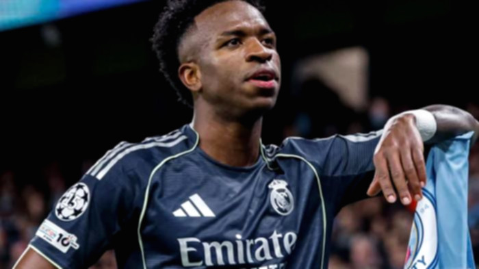 Vinicius Junior saat berlaga di lapangan hijau dalam balutan seragam Real Madrid.